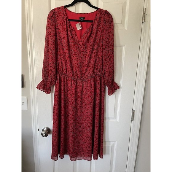 NWT Talbots Petite Red & Black Dress -12P - Picture 1 of 4